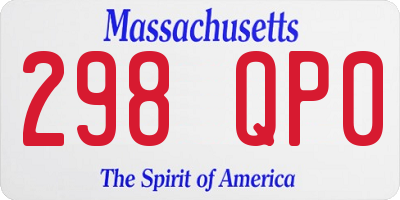MA license plate 298QP0