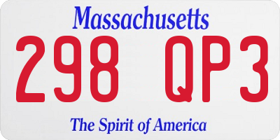 MA license plate 298QP3