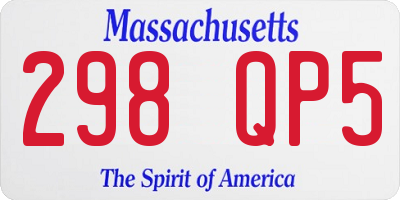 MA license plate 298QP5