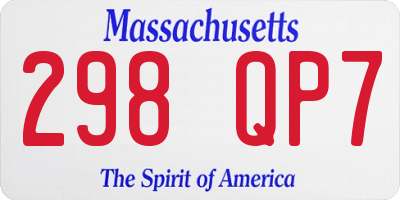 MA license plate 298QP7