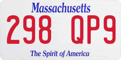 MA license plate 298QP9