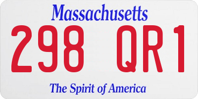 MA license plate 298QR1