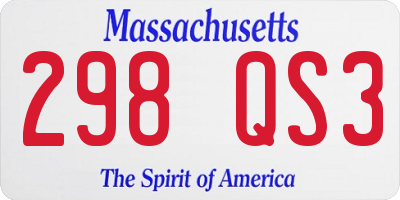 MA license plate 298QS3