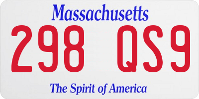MA license plate 298QS9