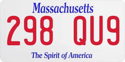 MA license plate 298QU9