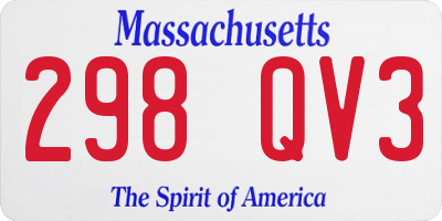 MA license plate 298QV3
