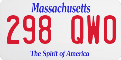 MA license plate 298QW0