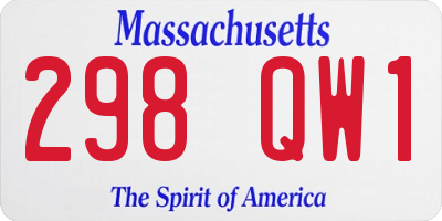 MA license plate 298QW1