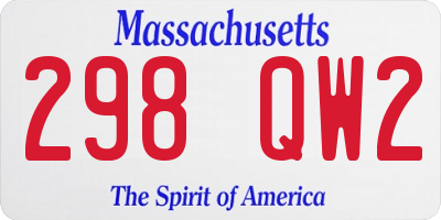MA license plate 298QW2