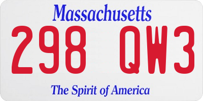MA license plate 298QW3