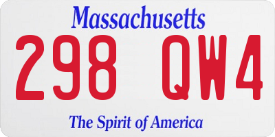 MA license plate 298QW4