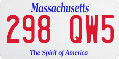 MA license plate 298QW5