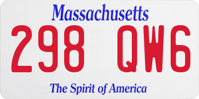 MA license plate 298QW6