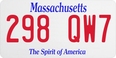 MA license plate 298QW7