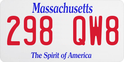 MA license plate 298QW8