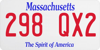 MA license plate 298QX2