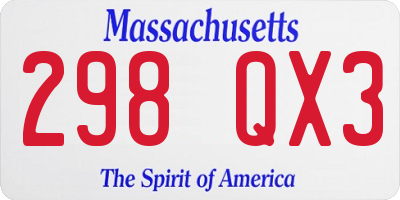 MA license plate 298QX3