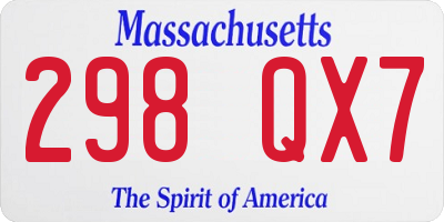 MA license plate 298QX7