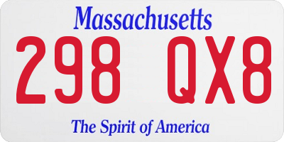 MA license plate 298QX8