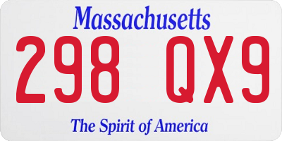 MA license plate 298QX9