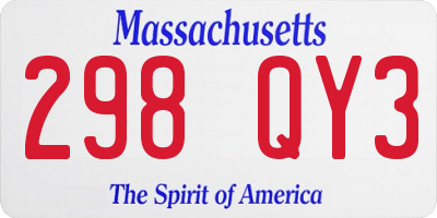 MA license plate 298QY3