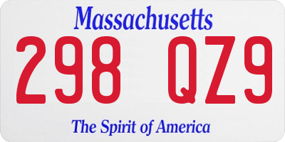 MA license plate 298QZ9