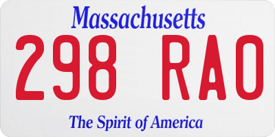 MA license plate 298RA0