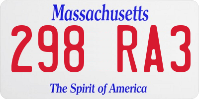 MA license plate 298RA3