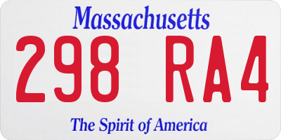 MA license plate 298RA4