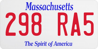 MA license plate 298RA5