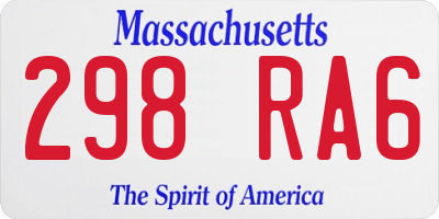 MA license plate 298RA6