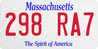 MA license plate 298RA7