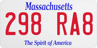 MA license plate 298RA8