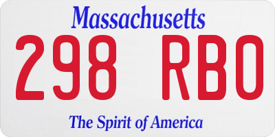 MA license plate 298RB0