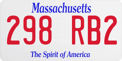 MA license plate 298RB2