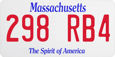 MA license plate 298RB4