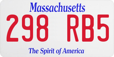 MA license plate 298RB5
