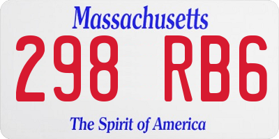 MA license plate 298RB6