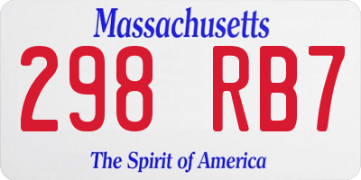 MA license plate 298RB7