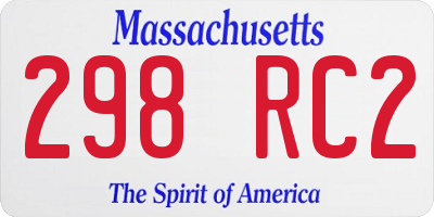 MA license plate 298RC2