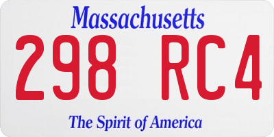 MA license plate 298RC4