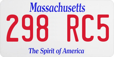 MA license plate 298RC5