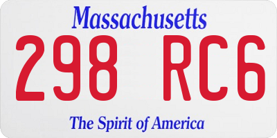 MA license plate 298RC6