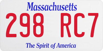 MA license plate 298RC7