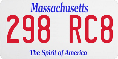 MA license plate 298RC8