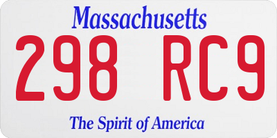 MA license plate 298RC9