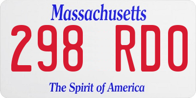 MA license plate 298RD0