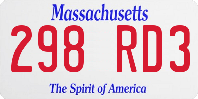 MA license plate 298RD3