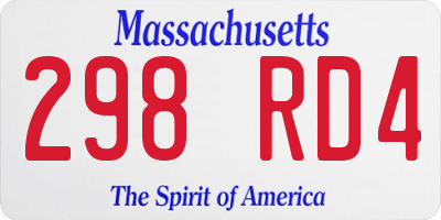 MA license plate 298RD4