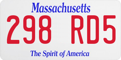 MA license plate 298RD5